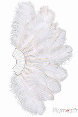 Ventaglio di piume di struzzo - ca. 60 cm, 10 piume, pelle bianca -  crema naturale